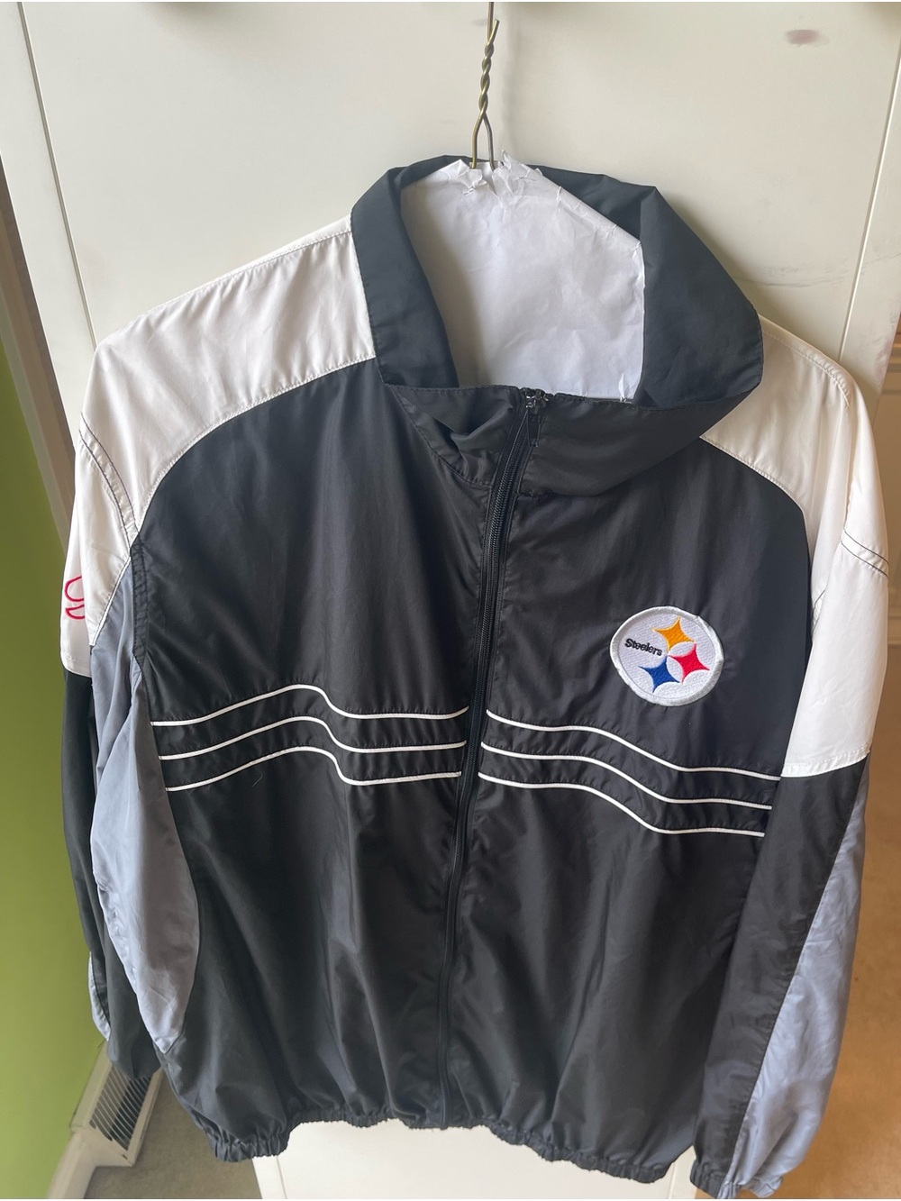 NFL Pittsburgh Steelers Black White Gray Windbreaker Jacket